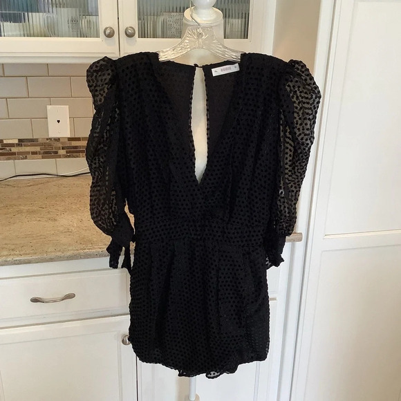 Eggie Black Romper Swiss Dot Size Small - Picture 2 of 10